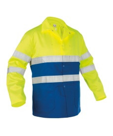 Lins Hoge zichtbaarheidswerkvest Kleur_basic line geel-korenblauw