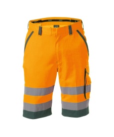Lucca Hoge zichtbaarheidswerkshort Kleur FLUO-ORANJE/FLESSENGROEN