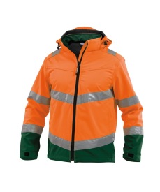 Malaga Hoge zichtbaarheids-softshell jas Kleur FLUO-ORANJE/FLESSENGROEN