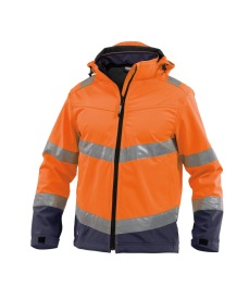 Malaga Hoge zichtbaarheids-softshell jas Kleur FLUO-ORANJE/MARINEBLAUW