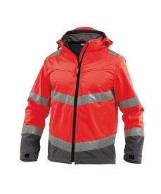 Malaga Hoge zichtbaarheids-softshell jas Kleur FLUOROOD/CEMENTGRIJS