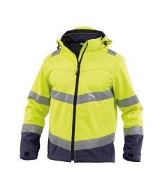 Malaga Hoge zichtbaarheids-softshell jas Kleur FLUOGEEL/MARINEBLAUW