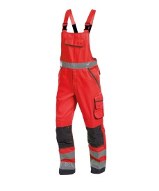 Malmedy Hoge zichtbaarheidsbretelbroek met kniezak Kleur FLUOROOD/CEMENTGRIJS