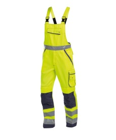 Malmedy Hoge zichtbaarheidsbretelbroek met kniezak Kleur FLUOGEEL/MARINEBLAUW