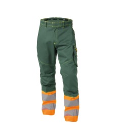 Phoenix Hoge zichtbaarheidswerkbroek  300gr Kleur FLESSENGROEN/FLUO-ORANJE