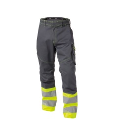 Phoenix Hoge zichtbaarheidswerkbroek  300gr Kleur CEMENTGRIJS/FLUOGEEL