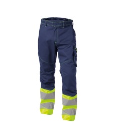 Phoenix Hoge zichtbaarheidswerkbroek  300gr Kleur MARINEBLAUW/FLUOGEEL