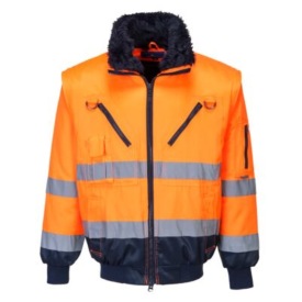 Hi-Vis 3-in-1 Contrast Pilot Jacket Kleur orange/navy