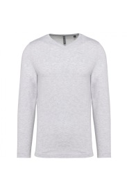 Long-sleeved V-neck T-shirt K358 Kleur ASH HEATHER