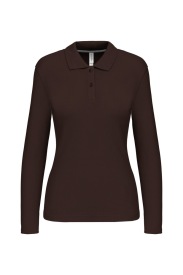Long-sleeved polo shirt K244 Kleur CHOCOLATE