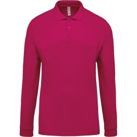 Men's long-sleeved piqué polo shirt Kleur FUCHSIA