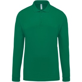 Men's long-sleeved piqué polo shirt Kleur KELLY GREEN