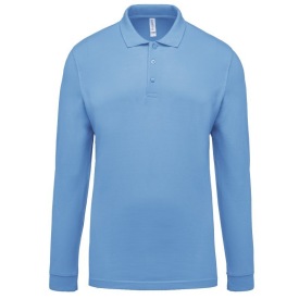 Men's long-sleeved piqué polo shirt Kleur SKY BLUE