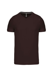 Short-sleeved V-neck T-shirt K357 Kleur CHOCOLATE