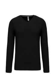 Long-sleeved V-neck T-shirt K358 Kleur BLACK