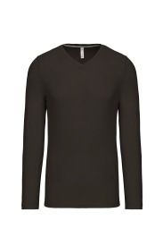 Long-sleeved V-neck T-shirt K358 Kleur DARK KHAKI
