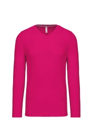 Long-sleeved V-neck T-shirt K358 Kleur FUCHSIA