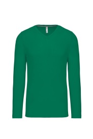 Long-sleeved V-neck T-shirt K358 Kleur KELLY GREEN