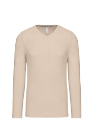 Long-sleeved V-neck T-shirt K358 Kleur Light Sand