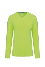 Long-sleeved V-neck T-shirt K358 Kleur LIME
