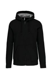 Full zip hooded sweatshirt K444 360 gr Kleur BLACK