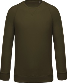 Organic cotton crew neck raglan sleeve sweatshirt K480 Kleur MOSSY GREEN
