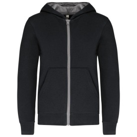Kids’ full zip hooded sweatshirt K486 Kleur BLACK/STEEL GREY