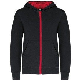 Kids’ full zip hooded sweatshirt K486 Kleur BLACK/RED