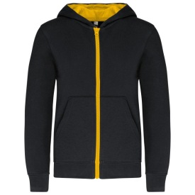 Kids’ full zip hooded sweatshirt K486 Kleur BLACK/YELLOW