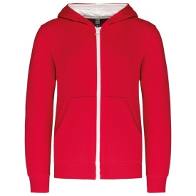 Kids’ full zip hooded sweatshirt K486 Kleur ROOD/WIT