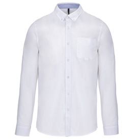 Long-sleeved washed cotton poplin shirt K517 Kleur WHITE