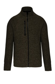 Full zip heather jacket K9106 Kleur DARK KHAKI MELANGE
