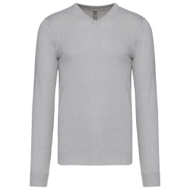 PULLOVER KARIBAN K965 GEBREID V-HALS Kleur GREY MELANGE