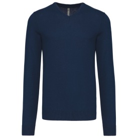 PULLOVER KARIBAN K965 GEBREID V-HALS Kleur NAVY