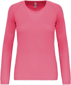Damessportshirt Lange Mouwen PA444 Kleur FLUORESCENT PINK:#FF26FF