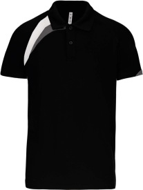 Sportpolo Korte Mouwen PA457 Kleur BLACK/WHITE/STORMGREY:#