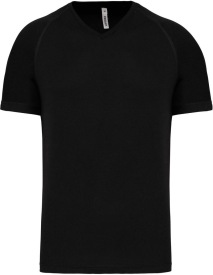 Heren-sport-t-shirt V-hals PA476 Kleur BLACK:#000000