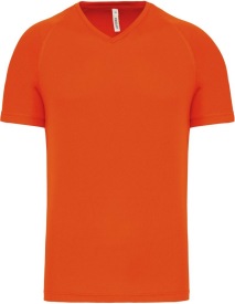 Heren-sport-t-shirt V-hals PA476 Kleur FLUORESCENT ORANGE:#EA5D45