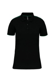 Ladies' short-sleeved contrasting DayToDay polo sh Kleur KELLYGREEN