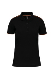 Ladies' short-sleeved contrasting DayToDay polo sh Kleur ORANGE