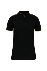 Ladies' short-sleeved contrasting DayToDay polo sh Kleur YELLOW