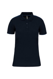 Ladies' short-sleeved contrasting DayToDay polo sh Kleur NAVY BLUE/ROYAL BLUE