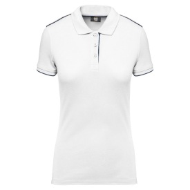 Ladies' short-sleeved contrasting DayToDay polo sh Kleur WHITE