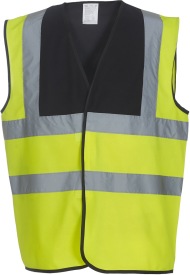 Signalisatievest met 2 Banden &amp; Bretels Kleur BLACK / HI VIZ YELLOW