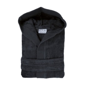 Velour Bathrobe Hooded Kleur Anthracite