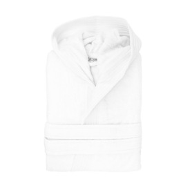 Velour Bathrobe Hooded Kleur WHITE