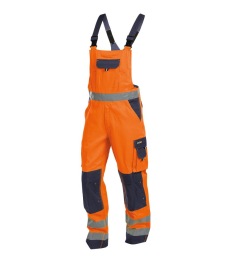 Toulouse Hoge zichtbaarheidsbretelbroek met knieza Kleur FLUO-ORANJE/MARINEBLAUW