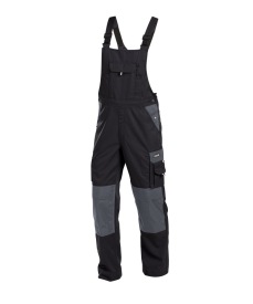 Versailles 245gr Tweekleurige bretelbroek met knie Kleur ZWART/CEMENTGRIJS