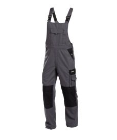 Versailles 245gr Tweekleurige bretelbroek met knie Kleur CEMENTGRIJS/ZWART