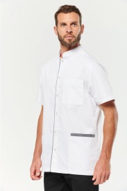 Men’s polycotton smock with press studs Kleur WHITE